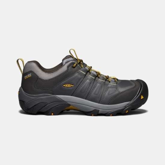 Men's Keen Boulder Waterproof Steel Toe Work Shoes Black | GKC-980251