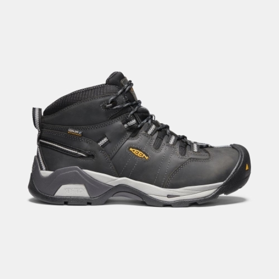 Men's Keen Detroit Xt Mid Waterproof Soft Toe Work Boots Black | GIN-612097