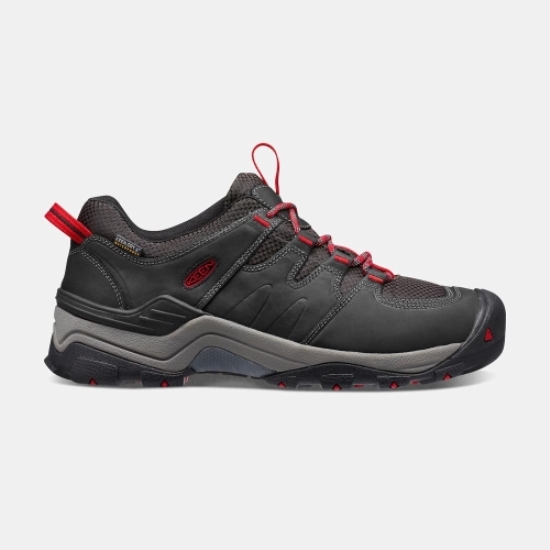 Men's Keen Gypsum II Waterproof Hiking Shoes Black Red | FMD-823607