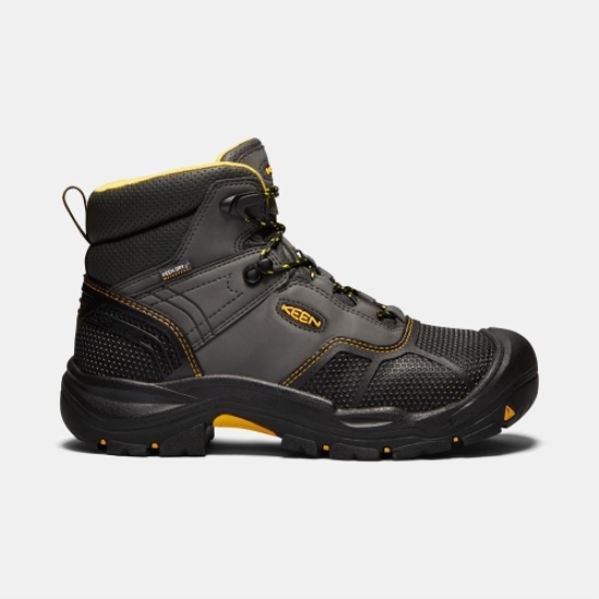 Men's Keen Logandale Waterproof Soft Toe Work Boots Black | YQJ-935210