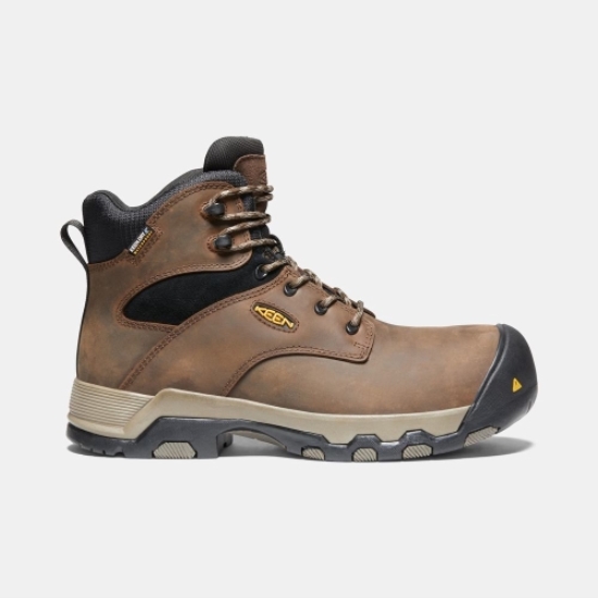 Men's Keen Rockford 6 Waterproof Composite Toe Work Boots Brown Black | BAP-421803