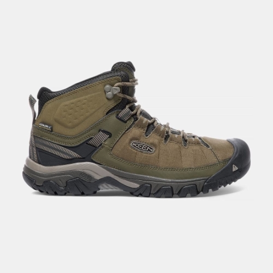 Men's Keen Targhee Exp Waterproof Mid Hiking Boots Olive Black | BIN-203164