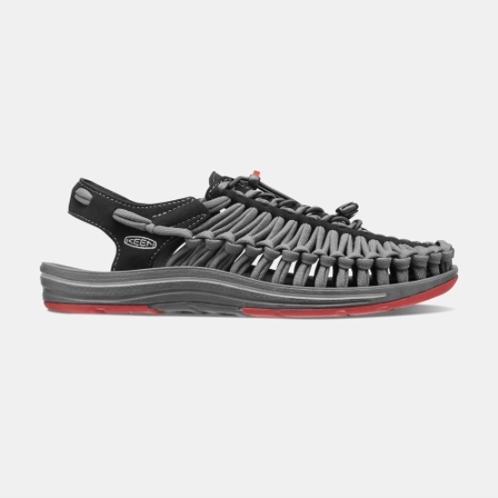 Men's Keen Uneek Flat Cord Uneek Sandals Black Grey | KQY-763840