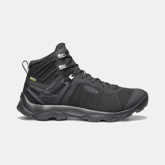 Men's Keen Venture Mid Waterproof Hiking Boots Black | ILH-849302