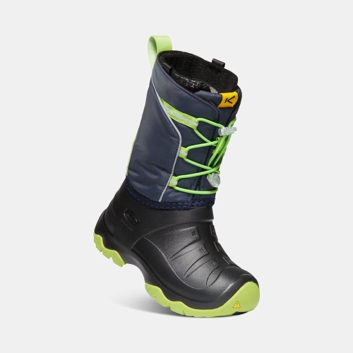 Kids' Keen Lumi Waterproof Winter Snow Boots Navy Black Green | BAG-428065