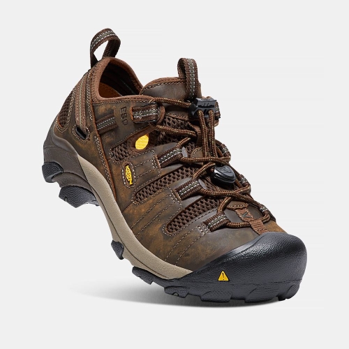 Men's Keen Atlanta Cool Esd Soft Toe Work Shoes Brown | TYV-358276