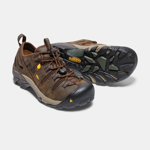 Men's Keen Atlanta Cool Esd Soft Toe Work Shoes Brown | TYV-358276