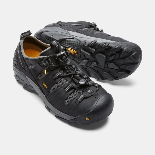 Men's Keen Atlanta Cool Steel Toe Work Shoes Black | GFP-412065