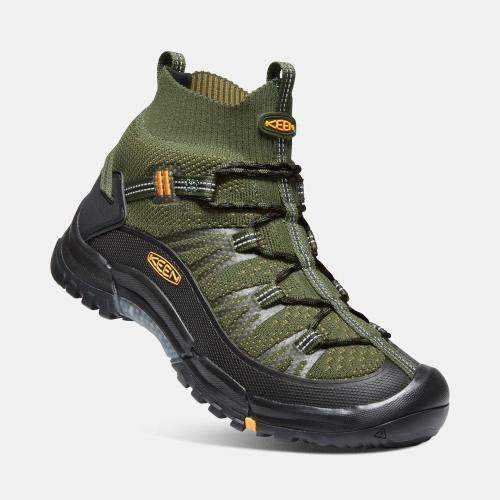 Men's Keen Axis Evo Mid Hiking Boots Olive Black | ZAV-163924