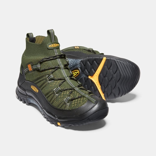 Men's Keen Axis Evo Mid Hiking Boots Olive Black | ZAV-163924