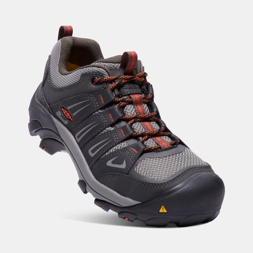 Men's Keen Boulder Low Steel Toe Work Shoes Navy | XVQ-582406