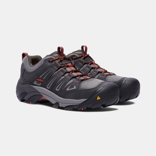 Men's Keen Boulder Low Steel Toe Work Shoes Navy | XVQ-582406