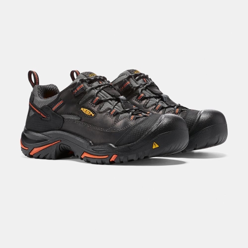 Men's Keen Braddock Low Steel Toe Work Shoes Black | FEA-239058