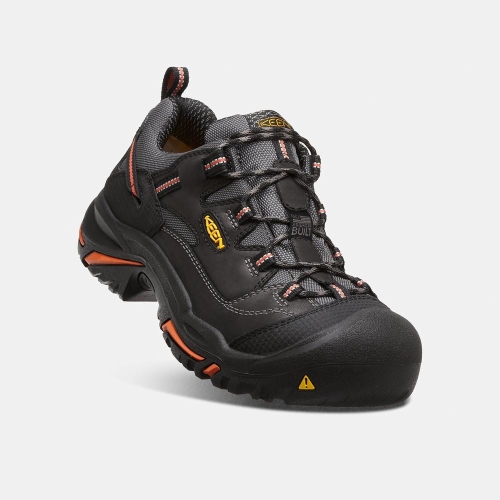 Men's Keen Braddock Low Steel Toe Work Shoes Black | FEA-239058