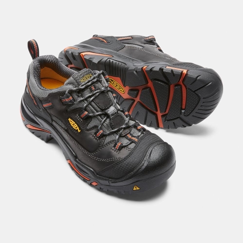 Men's Keen Braddock Low Steel Toe Work Shoes Black | FEA-239058