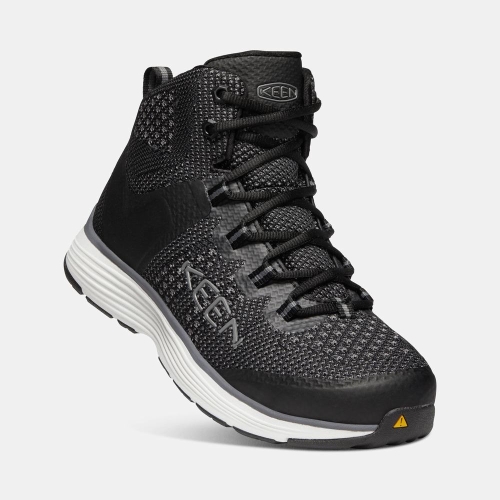 Men's Keen Carson Mid Aluminum Toe Work Boots Black | PTV-918627
