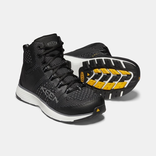 Men's Keen Carson Mid Aluminum Toe Work Boots Black | PTV-918627
