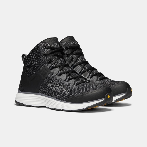 Men's Keen Carson Mid Aluminum Toe Work Boots Black | PTV-918627
