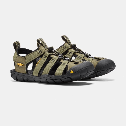 Men's Keen Clearwater Cnx Hiking Sandals Olive Black | UWK-174025