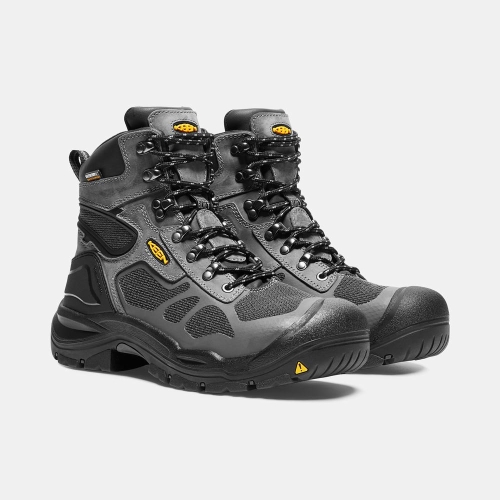 Men's Keen Concord 6 Waterproof Steel Toe Work Boots Grey Black | UJA-843160