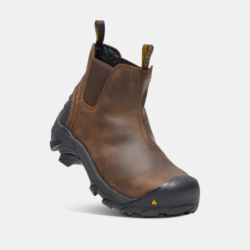 Men's Keen Detroit Steel Toe Work Boots Brown | VWJ-372840
