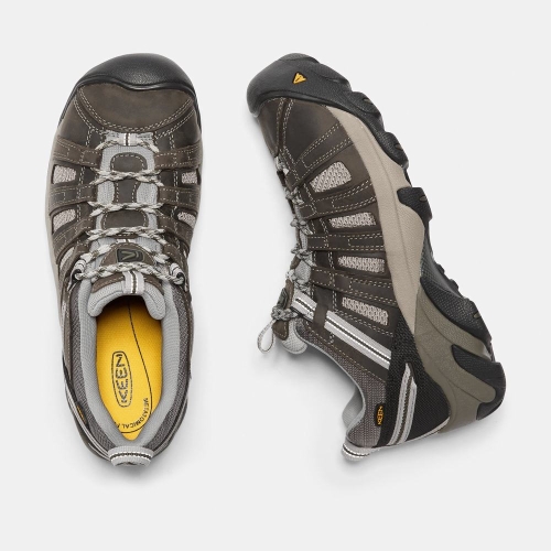 Men's Keen Flint Low Steel Toe Work Shoes Olive | TEL-294586