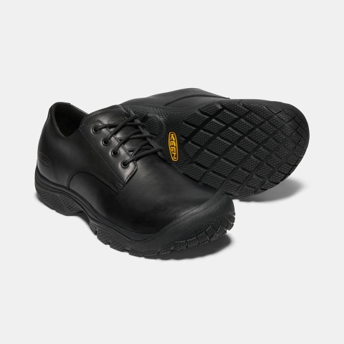 Men's Keen Kanteen Oxford Soft Toe Work Shoes Black | SGQ-236487