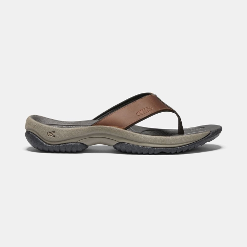 Men\'s Keen Kona Flip Premium Flip-Flops Brown Grey | OAY-041789
