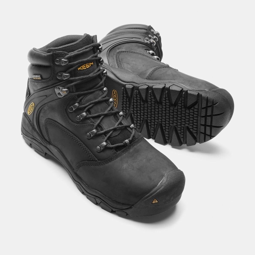 Men's Keen Louisville 6 Steel Toe Work Boots Black | OGK-790265