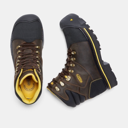 Men's Keen Milwaukee 6 Steel Toe Work Boots Brown Black | OBK-429308