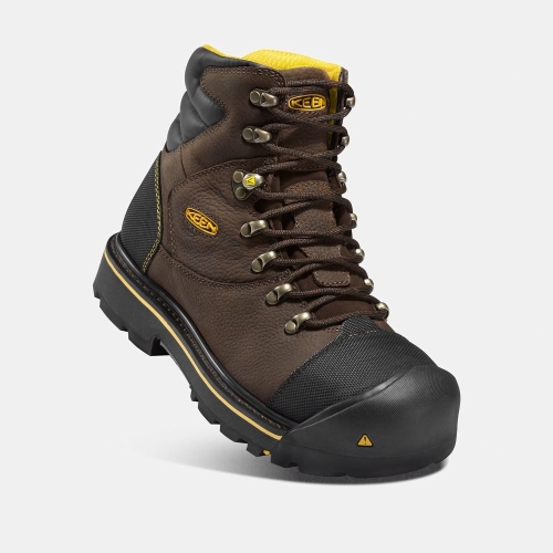 Men's Keen Milwaukee 6 Steel Toe Work Boots Brown Black | OBK-429308