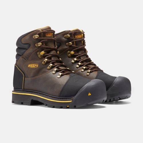 Men's Keen Milwaukee 6 Steel Toe Work Boots Brown Black | OBK-429308
