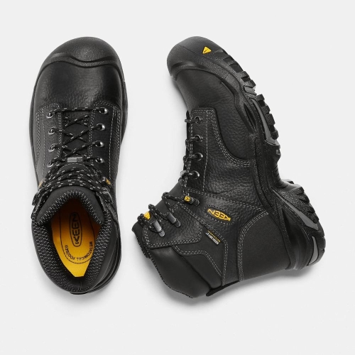 Men's Keen Mt Vernon 6 Steel Toe Work Boots Black | UJZ-302596