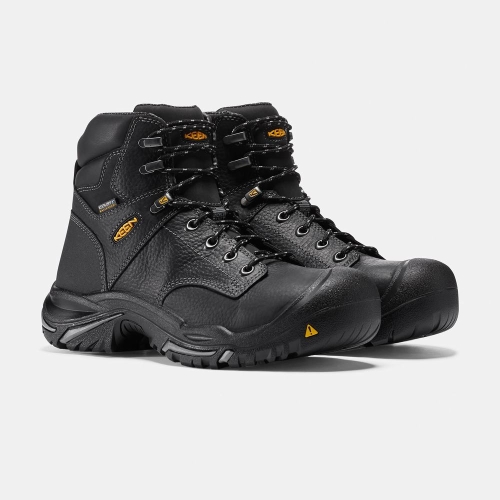Men's Keen Mt Vernon 6 Steel Toe Work Boots Black | UJZ-302596