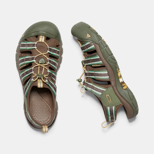 Men's Keen Newport H2 Water Shoes Brown Green | WQU-461078