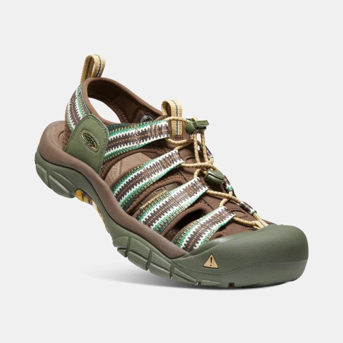 Men's Keen Newport H2 Water Shoes Brown Green | WQU-461078