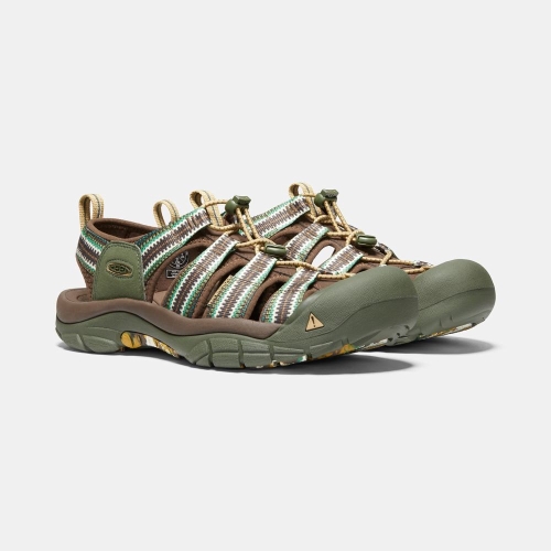 Men's Keen Newport H2 Water Shoes Brown Green | WQU-461078