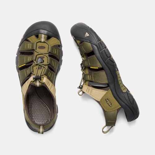 Men's Keen Newport Hydro Hiking Sandals Olive Chocolate | PQB-210759