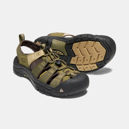Men's Keen Newport Hydro Hiking Sandals Olive Chocolate | PQB-210759