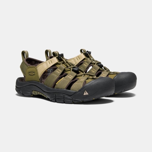 Men's Keen Newport Hydro Hiking Sandals Olive Chocolate | PQB-210759