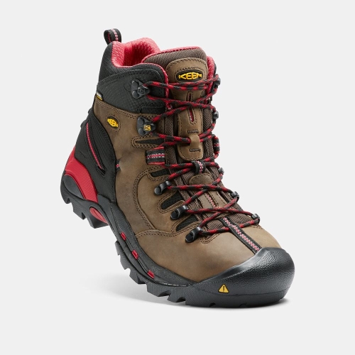 Men's Keen Pittsburgh 6 Steel Toe Work Boots Brown Black | UXT-084752