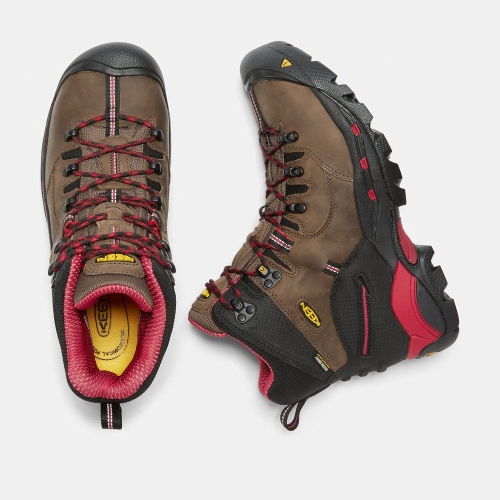 Men's Keen Pittsburgh 6 Steel Toe Work Boots Brown Black | UXT-084752