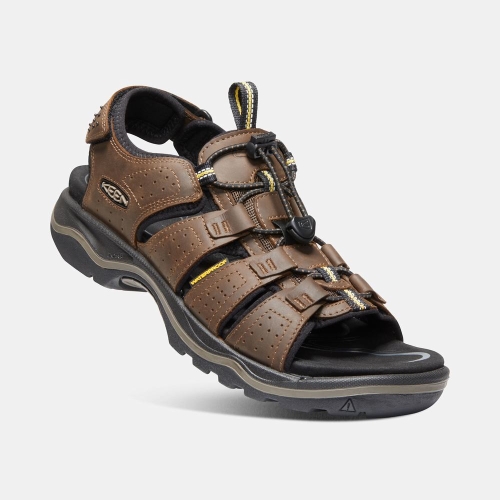Men's Keen Rialto Open Toe Sandals Brown Black | LIP-203198