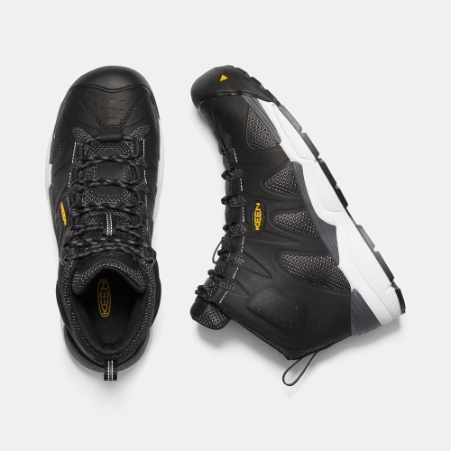 Men's Keen San Antonio Mid Aluminum Toe Work Boots Black | OPC-948520