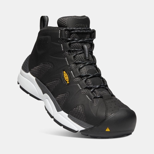 Men's Keen San Antonio Mid Aluminum Toe Work Boots Black | OPC-948520