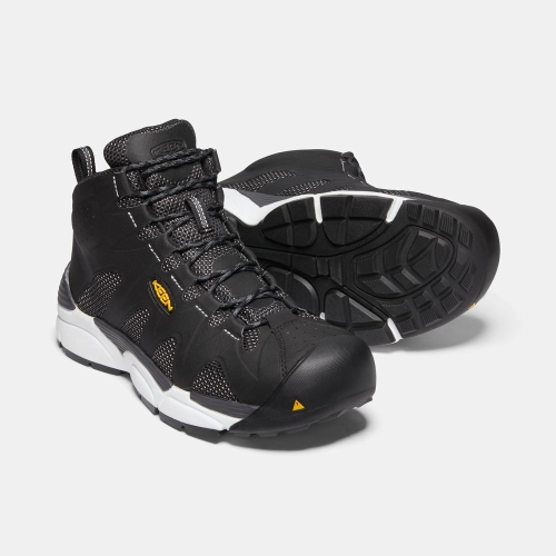Men's Keen San Antonio Mid Aluminum Toe Work Boots Black | OPC-948520