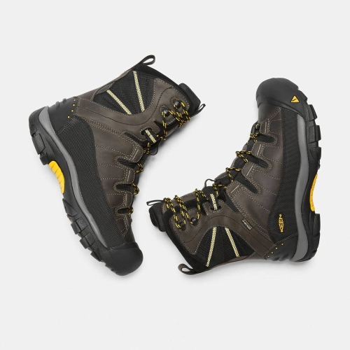 Men's Keen Summit County Waterproof Winter Boots Dark Olive Black | ECN-759086