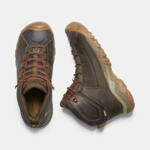 Men's Keen Targhee Lace Waterproof Hiking Boots Dark Olive | OEY-182450