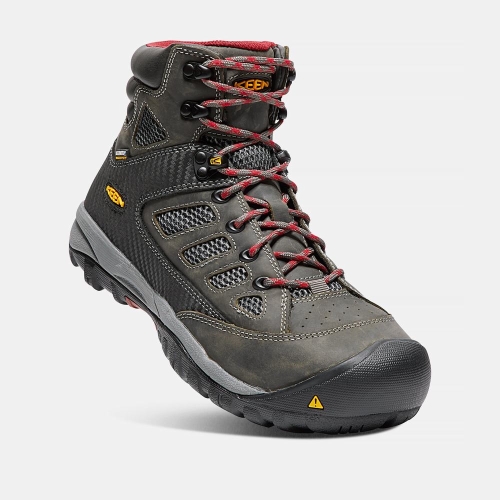 Men's Keen Tucson Mid Steel Toe Work Boots Olive Red | LIJ-024951