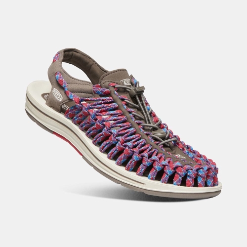 Men's Keen Uneek Flat Cord Uneek Sandals Red Blue | BJY-637945